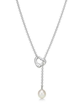 Tiffany & Co. Open Heart Lariat Necklace - Sterling Silver, Pearl